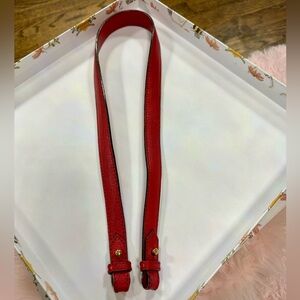 Authentic Fendi Red Leather Shoulder Strap, Gold Engraved Hardware